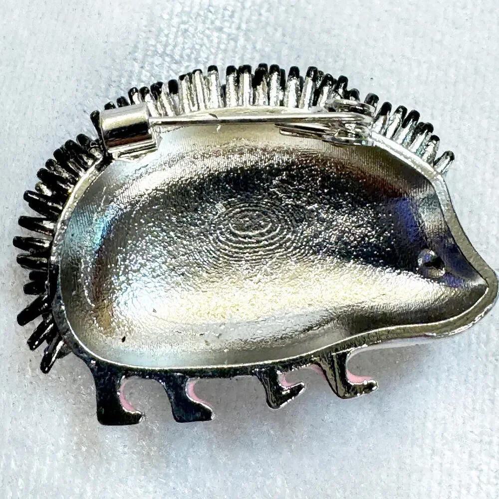 Cute Hedgehog Brooch Pin Black White Enamel Animal Jewelry  New 1.5
